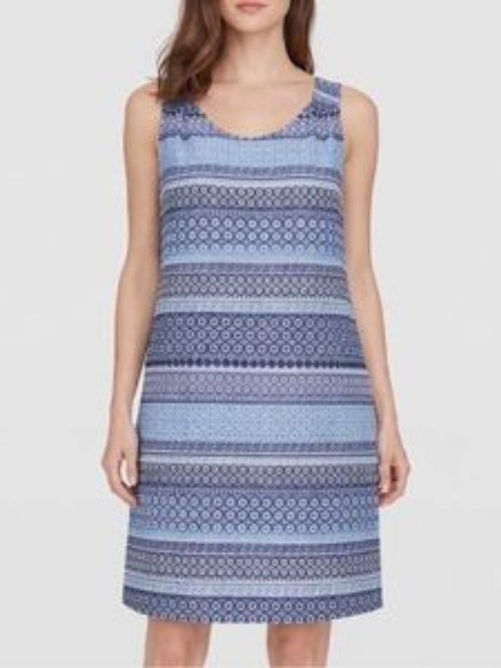 Lila Rose Blue & White Geo-Stripe Midi Dress